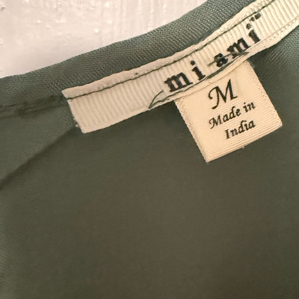 mi ami Sage Green Floral Wrap Front Wide Leg Jumpsuit Size M - Picture 5 of 7